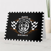Happy Birthday Sports Car Racing Chequered Flag
