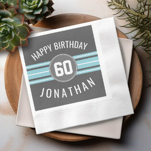 Happy Birthday Sports Jersey Stripes Name and Age Napkin