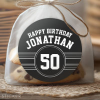 Happy Birthday Sports Stripes with Age White Black