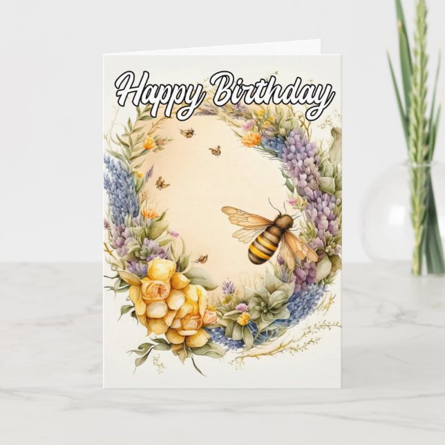 Happy Birthday | Spring Bumblebee Collage Card (Front)
