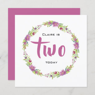 Happy Birthday spring flower wreath - Name and Age Invitation