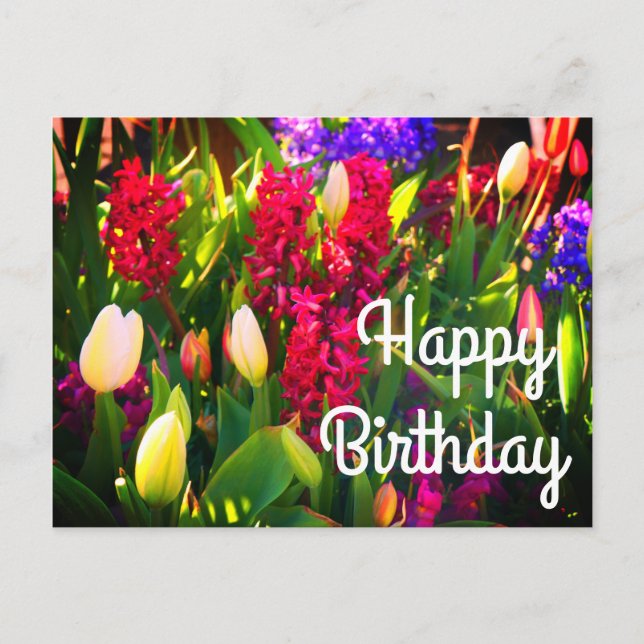 Happy Birthday Spring Flowers #5 Postcard (Front)