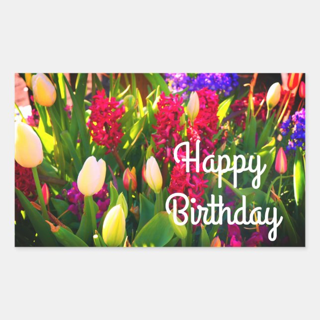 Happy Birthday Spring Flowers #5 Stickers (Front)