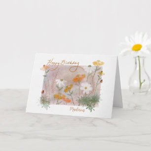 Happy Birthday Spring Flowers Personalised Card