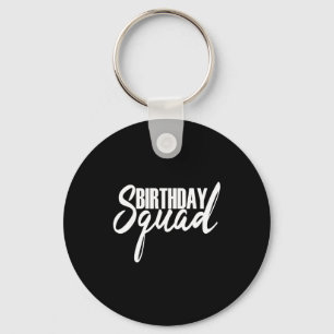 Happy birthday squad party white gift key ring