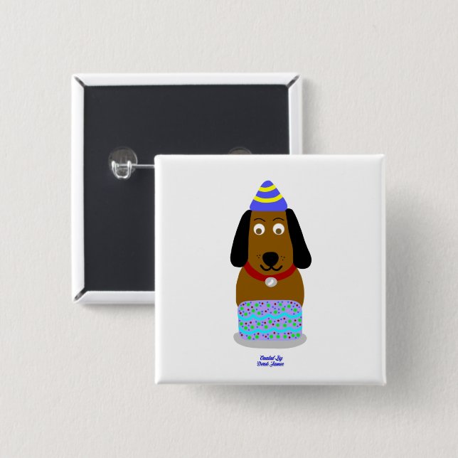Happy Birthday Square Button (Front & Back)