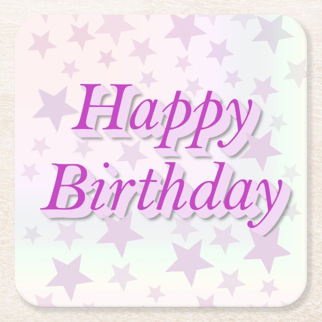 Happy Birthday! Square Paper Coaster (Front)