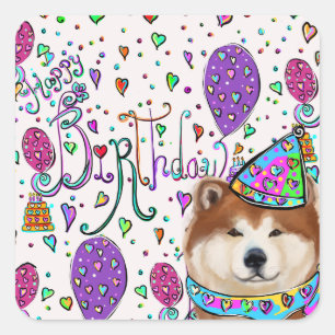 HAPPY BIRTHDAY SQUARE STICKER