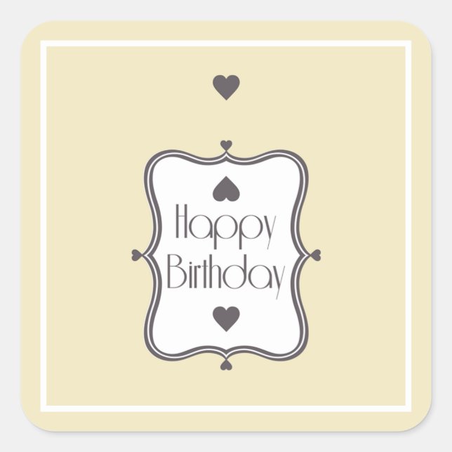 Happy Birthday Square Sticker (Front)