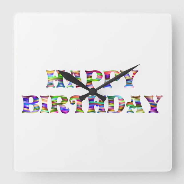 Happy Birthday Square Wall Clock (Front)