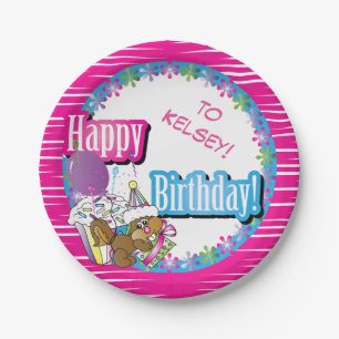 Happy Birthday Squirrel DIY Background Colour Paper Plate