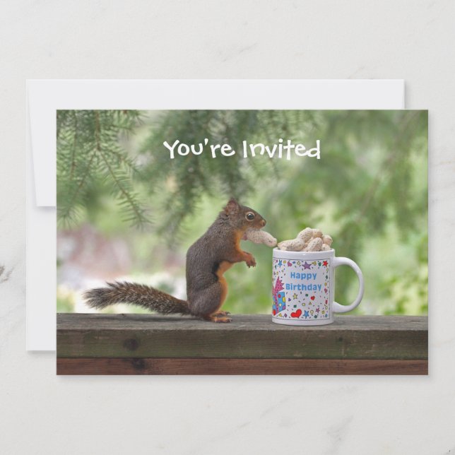 Happy Birthday Squirrel Invitation (Front)