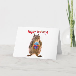 Happy Birthday Squirrel with Present Card