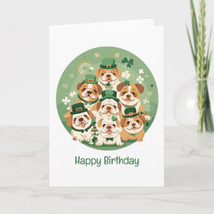Happy Birthday St. Patrick's Day English Bulldogs Card
