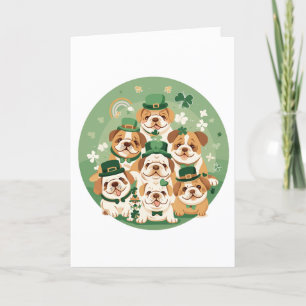 Happy Birthday St. Patrick's Day English Bulldogs Holiday Card