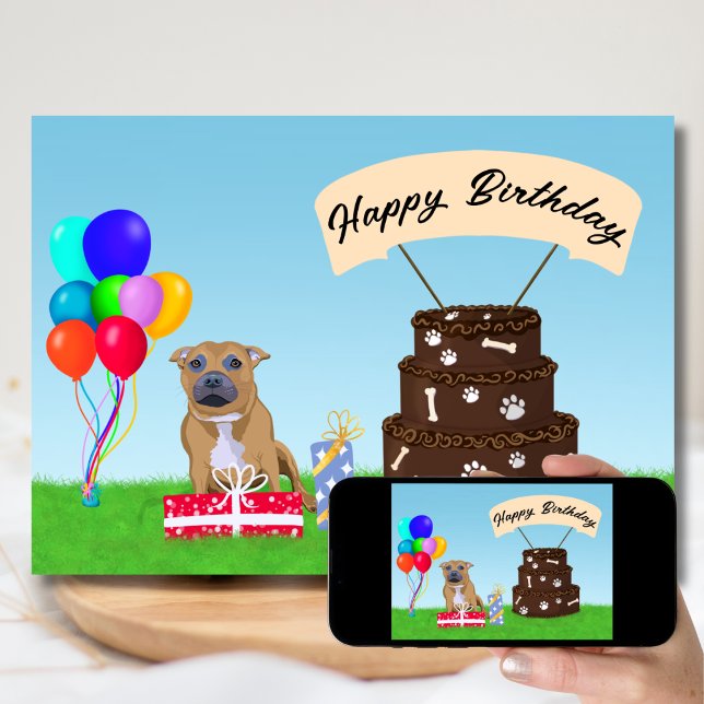 Happy Birthday Staffordshire Bull Terrier  Card (Creator Uploaded)