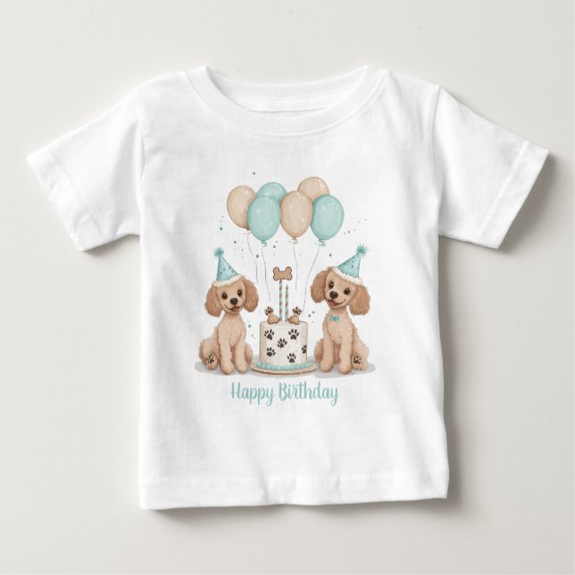 Happy Birthday Standard Poodle Dogs Baby T-Shirt (Front)