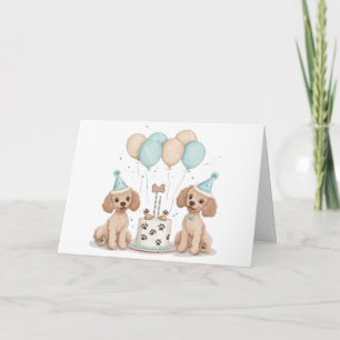 Happy Birthday Standard Poodle Dogs Card