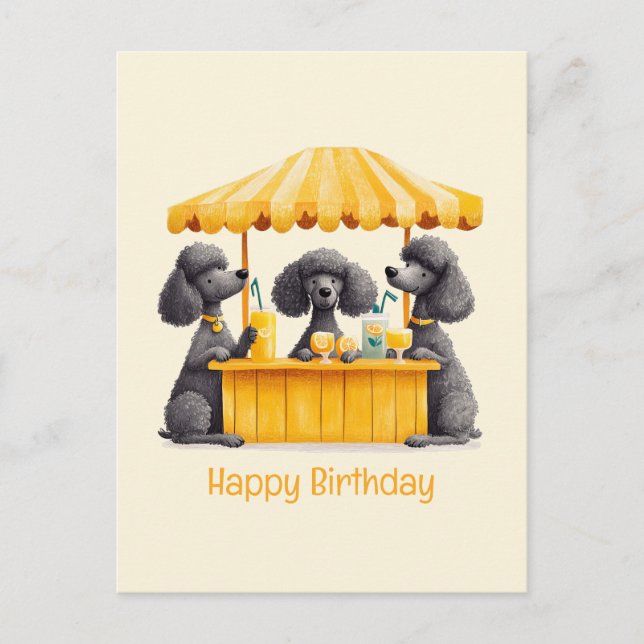 Happy Birthday Standard Poodle Dogs Lemonade Stand Postcard (Front)