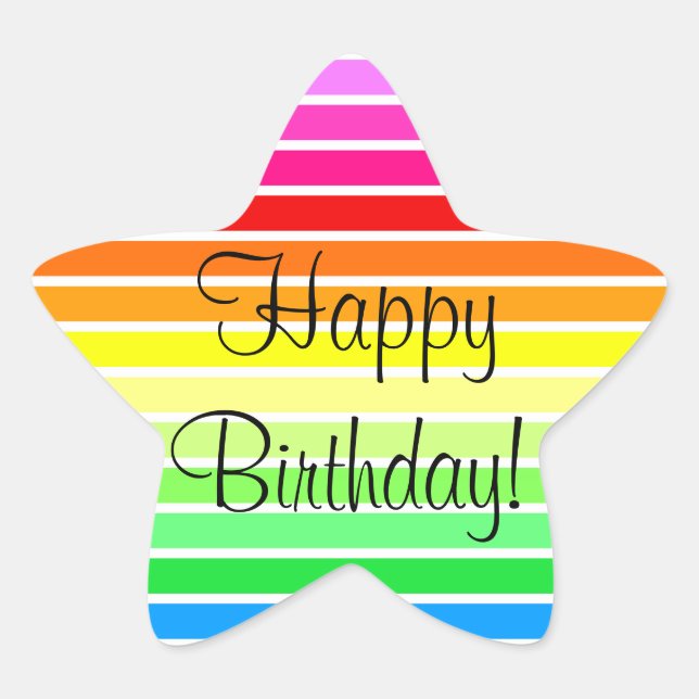 Happy Birthday - Star Rainbow Sticker (Front)