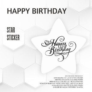 Happy Birthday Star Sticker