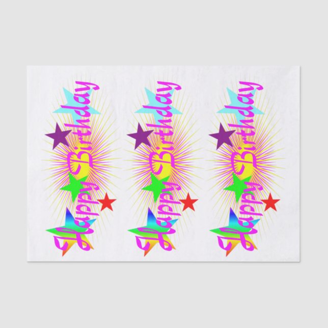 Happy Birthday & Stars Tissue Paper (Front)