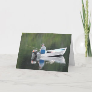 Happy Birthday Step-son Fishing Boat on Lake Card