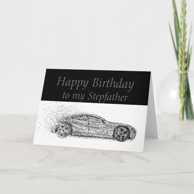 Happy Birthday Stepfather Classic Cars Vehicles Card (Front)
