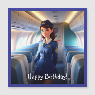 Happy Birthday Stewardess Magnetic Card