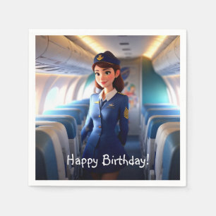 Happy Birthday Stewardess Napkin