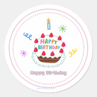 happy birthday sticker cute cake ballons party 