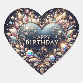 Happy birthday sticker: heart shape  heart sticker