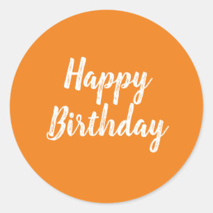 Happy Birthday Sticker on orange background
