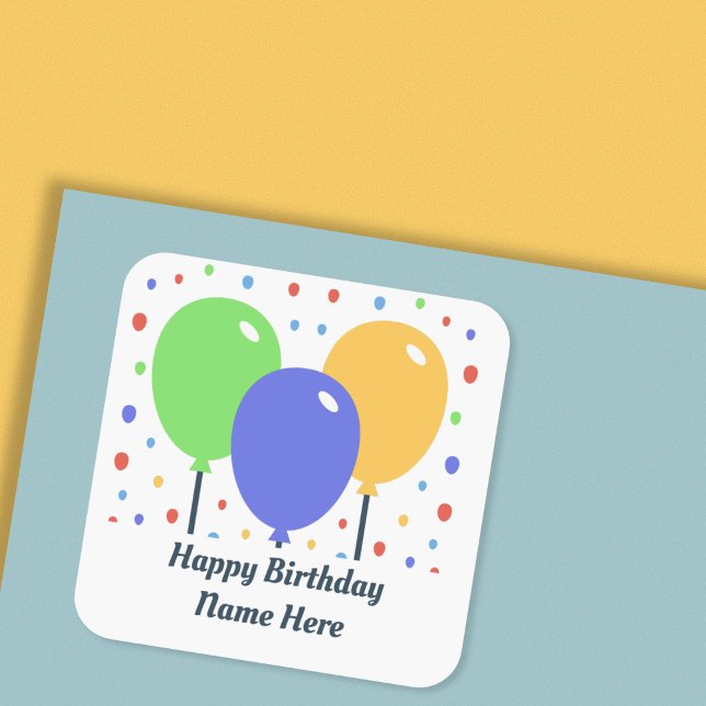 Happy Birthday Sticker with Coloured Balloons (Happy Birthday Sticker with Colored Balloons)