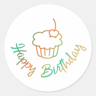 Happy Birthday sticker with muffin