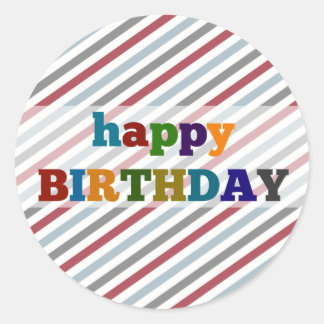 Happy Birthday Stickers Colourful Stripes