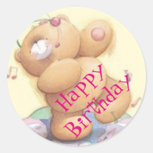 Happy Birthday/Stickers/Teddy Bear Classic Round Sticker