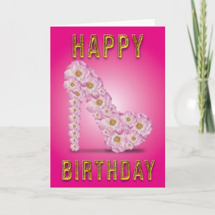 Happy Birthday Stiletto Roses Dedicatory & Ext Pic Card