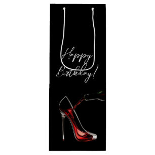 Happy Birthday-Stiletto with Wine Gift Bag