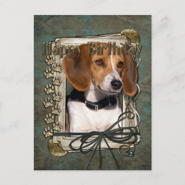 Happy Birthday - Stone Paws - Beagle Postcard (Front)
