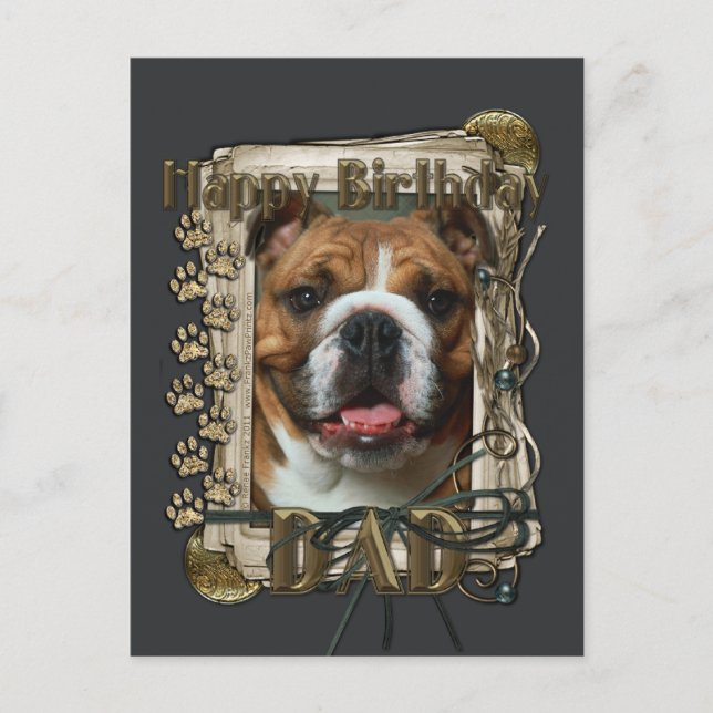 Happy Birthday - Stone Paws - Bulldog Postcard (Front)