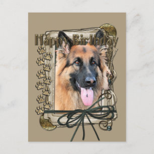 Happy Birthday - Stone Paws - German Shepherd Postcard