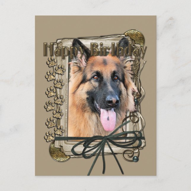 Happy Birthday - Stone Paws - German Shepherd Postcard (Front)