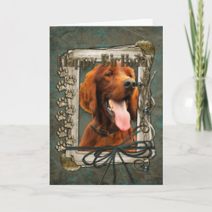 Happy Birthday - Stone Paws - Irish Setter Card