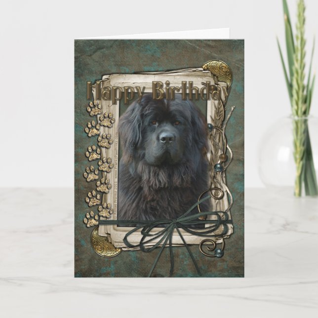 Happy Birthday - Stone Paws - Newfoundland Card (Front)