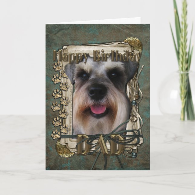 Happy Birthday - Stone Paws - Schnauzer - Dad Card (Front)