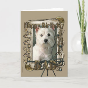 Happy Birthday - Stone Paws - Westie - Dad Card