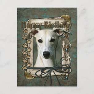 Happy Birthday - Stone Paws - Whippet Postcard