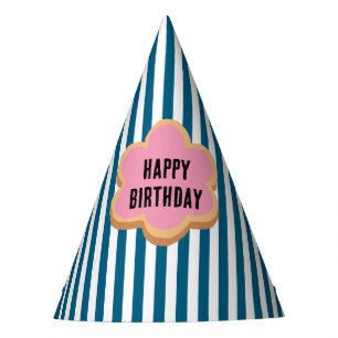 Happy Birthday Stripe Sugar Cookie Party Hat