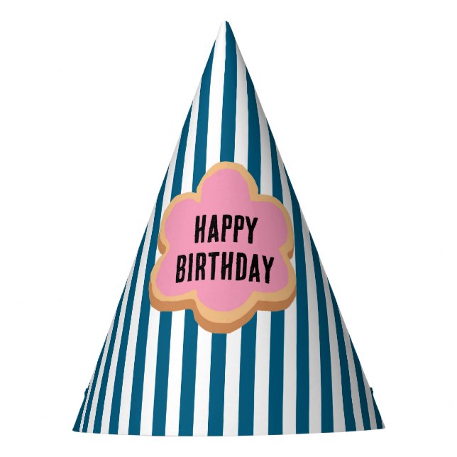 Happy Birthday Stripe Sugar Cookie Party Hat (Front)